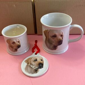 Yellow Labrador dog Christmas gift set - coffe mug, candle & ornament NEW In Box